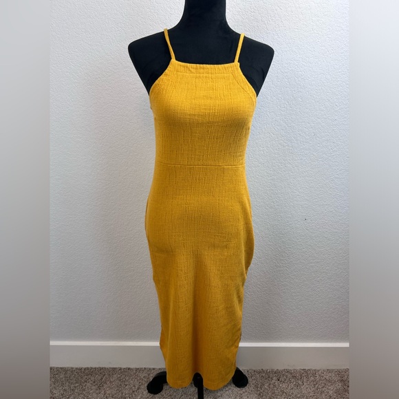 Madewell Bodycon Side Slit Mustard Sleeveless Dress Size XXS - Picture 1 of 9